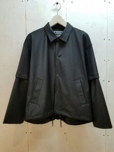 画像1: KIIT(キート)  SUPER 120'S 2WAY COACH BLOUSON KIC-Y99B-100（BLK） (1)