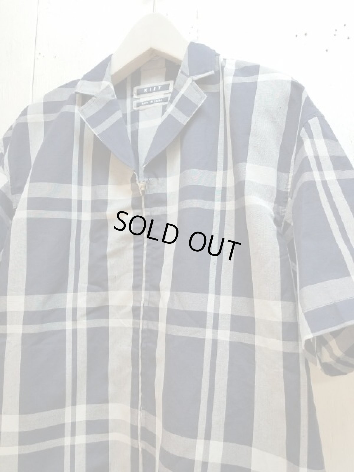 画像2: KIIT(キート) C/L/SI CHECK S/S ZIP UP SHIRTS KIC-B97-004 （NVY X GRY） (2)