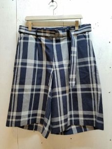 画像1: KIIT(キート) C/L/SI CHECK LOOSE SHORT PANTS KIC-P93-004 (NVY X GRY)  (1)