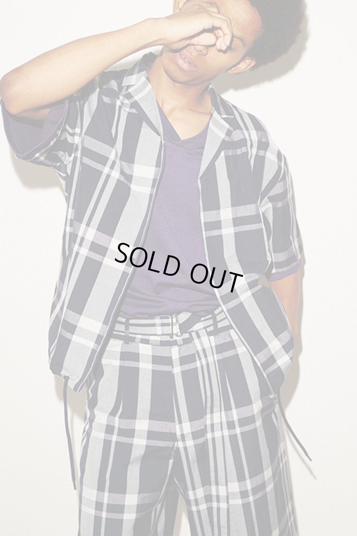 画像7: KIIT(キート) C/L/SI CHECK S/S ZIP UP SHIRTS KIC-B97-004 （NVY X GRY） (7)