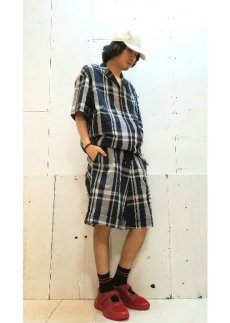 画像4: KIIT(キート) C/L/SI CHECK LOOSE SHORT PANTS KIC-P93-004 (NVY X GRY)  (4)