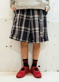 画像5: KIIT(キート) C/L/SI CHECK LOOSE SHORT PANTS KIC-P93-004 (NVY X GRY)  (5)