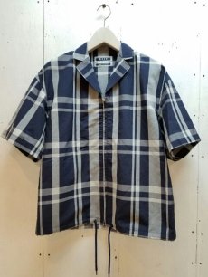 画像1: KIIT(キート) C/L/SI CHECK S/S ZIP UP SHIRTS KIC-B97-004 （NVY X GRY） (1)