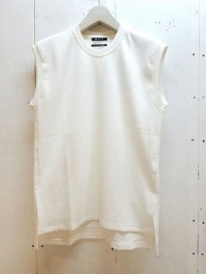 画像1: KIIT(キート)RIB STITCH SLEEVE LESSTEE  KIC-T94-012 (WHT) (1)