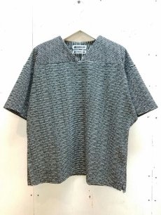 画像1: KIIT(キート)INSIDE OUT STRIPE PILE V-NECK LOOSE TEE KIC-T92-008(BLK X WHT) (1)