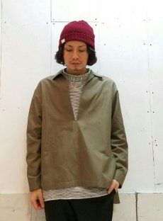 画像4: KIIT(キート)C / SI GROSGLAIN PULLOVER OPEN COLLAR SHIRTS　KIC-B98-018　（KHA） (4)