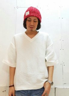 画像4: KIIT(キート) PAPER KNIT V-NECK TOPS KIC-T99-801(WHT) (4)