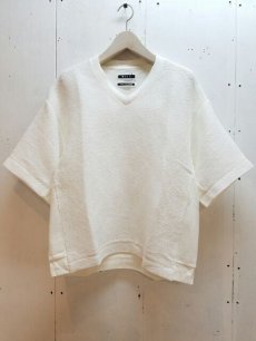 画像1: KIIT(キート) PAPER KNIT V-NECK TOPS KIC-T99-801(WHT) (1)