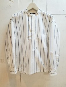 画像1: KIIT(キート) C/E STRIPE BAND COLLAR SHIRTS KID-B96-006 (WHT STRIPE) (1)