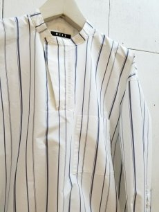 画像2: KIIT(キート) C/E STRIPE BAND COLLAR SHIRTS KID-B96-006 (WHT STRIPE) (2)