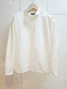 画像1: KIIT(キート)C/SI GROSGRAIN HI NECK P/O SHIRTS KID-B93-005(WHT) (1)