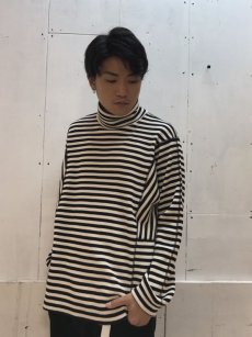 画像4: REBEL ELEMENTS 別注 KIIT(キート)  WAFFULE BORDER TURTLE-NECK LONGSLEEVE  KID-T99-013 (BLK X WHT) (4)