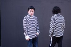 画像14: REBEL ELEMENTS 別注 KIIT(キート)  WAFFULE BORDER TURTLE-NECK LONGSLEEVE  KID-T99-013 (BLK X WHT) (14)