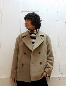 画像5: KIIT(キート) W FACE MELTON OVERSIZED SHORT P-COAT (BGE X BRN) (5)