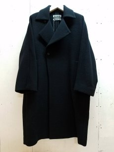 画像1: KIIT(キート) W FACE MELTON OVERSIZED　BAL COLLAR COAT　KID-C92-100 (BLK X BLK) (1)