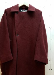 画像2: KIIT(キート) W FACE MELTON OVERSIZED　BAL COLLAR COAT　KID-C92-100 (WINE X CCL) (2)