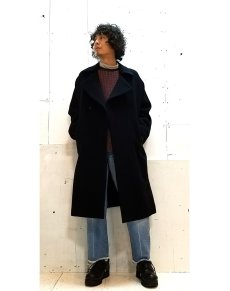 画像5: KIIT(キート) W FACE MELTON OVERSIZED　BAL COLLAR COAT　KID-C92-100 (BLK X BLK) (5)