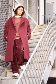 画像4: KIIT(キート) W FACE MELTON OVERSIZED　BAL COLLAR COAT　KID-C92-100 (WINE X CCL) (4)