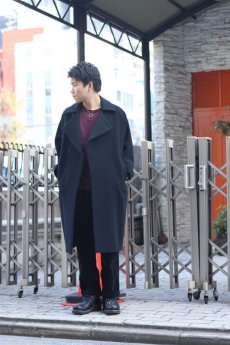 画像7: KIIT(キート) W FACE MELTON OVERSIZED　BAL COLLAR COAT　KID-C92-100 (BLK X BLK) (7)