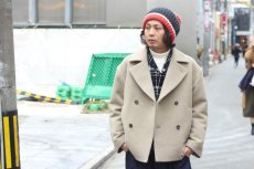 画像10: KIIT(キート) W FACE MELTON OVERSIZED SHORT P-COAT (BGE X BRN) (10)