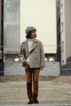 画像11: KIIT(キート) W FACE MELTON OVERSIZED SHORT P-COAT (BGE X BRN) (11)