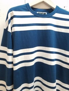 画像2: KIIT(キート) BOLD BORDER L/SLEEVE TEE KIE-T93B-013(BLU) (2)