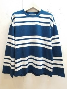 画像1: KIIT(キート) BOLD BORDER L/SLEEVE TEE KIE-T93B-013(BLU) (1)