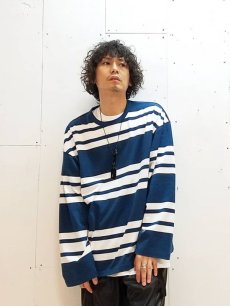 画像4: KIIT(キート) BOLD BORDER L/SLEEVE TEE KIE-T93B-013(BLU) (4)