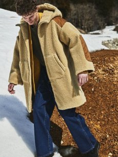 画像6: KIIT(キート) WOOL BOA FLEECE HOODIE COAT KIF-C96-104 (BGE) (6)