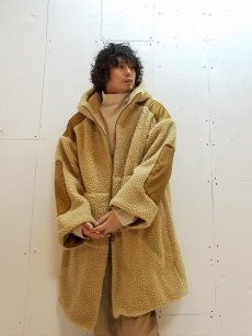 画像5: KIIT(キート) WOOL BOA FLEECE HOODIE COAT KIF-C96-104 (BGE) (5)