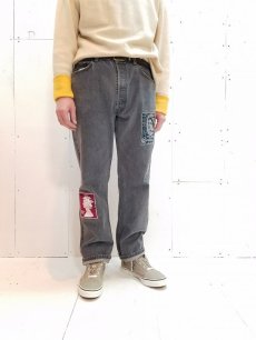 画像4: children of the discordance(チルドレンオブザディスコーダンス) VINTAGE EMBROIDERY DENIM PANTS COTDPT-322A(BLK) (4)