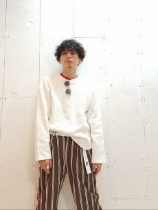 画像4: KIIT(キート) COTTON STRECH WAFFLE PULLOVER KII-T98-008(WHT) (4)