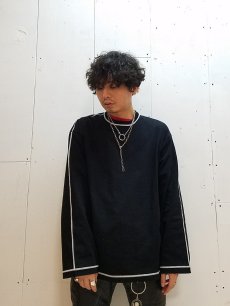 画像4: KIIT(キート) COTTON STRONG TWIST YARN L/SLEEVE STICH TEE KIG-T94-012(BLK) (4)