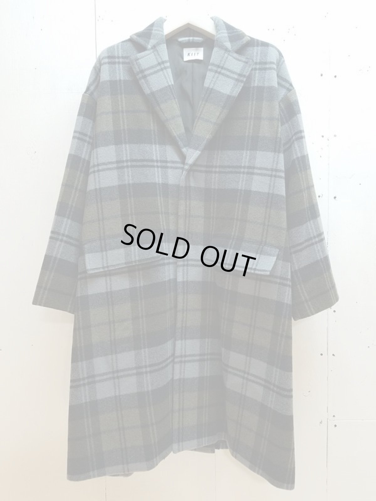 画像1: KIIT(キート)  BALOON WOOL CHECK CHESTER COAT KIH-C98-102 (1)