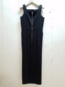 画像1: KIIT(キート)-UNISEX LINE- LINEN BLEND DOBBY STRIPE FRONT ZIP OVERALLS KII-P88W-B-200 (BLK) (1)