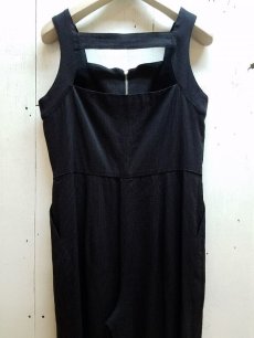 画像4: KIIT(キート)-UNISEX LINE- LINEN BLEND DOBBY STRIPE FRONT ZIP OVERALLS KII-P88W-B-200 (BLK) (4)