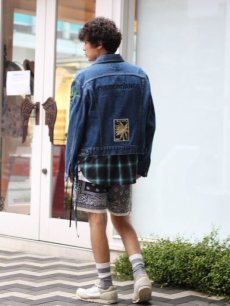 画像6: children of the discordance(チルドレンオブザディスコーダンス) VINTAGE BANDANA PATCH SHORT PANTS COTDPT-328(BLK) (6)