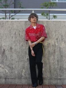 画像6: children of the discordance(チルドレンオブザディスコーダンス) VINTAGE BANDANA PATCHWORK SHIRT S/S COTDSH-104(RED) (6)