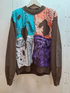 画像1: children of the discordance(チルドレンオブザディスコーダンス) 7G CRUSH BANDANA PATCHWORK KNIT PULLOVER(MIX)COTDKN-631 (1)