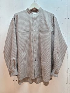 画像1: KIIT(キート) W/E SEERSUCKER MICRO CHECK SIDE SLIT BAND COLLAR SHIRT JKT KIK-B99-100  (1)