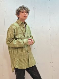 画像4: KIIT(キート) Li/VIS BIG GLEN CHECK L/SLEEVE OVER SHIRT KIK-B96-302(YEL) (4)