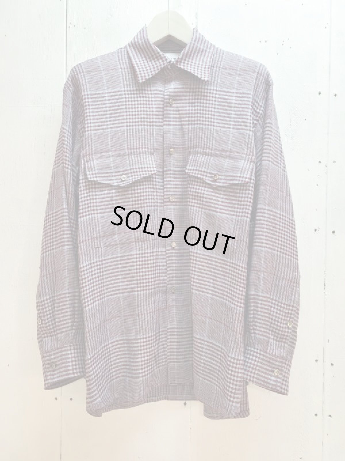 画像1: KIIT(キート) Li/VIS BIG GLEN CHECK L/SLEEVE OVER SHIRT KIK-B96-302(WINE) (1)