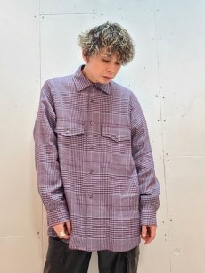 画像4: KIIT(キート) Li/VIS BIG GLEN CHECK L/SLEEVE OVER SHIRT KIK-B96-302(WINE) (4)