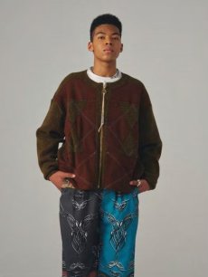 画像6: children of the discordance(チルドレンオブザディスコーダンス) DIA PATCHED ZIP-UP CREW NECK KNIT OG COTDKN-638(KHA) (6)