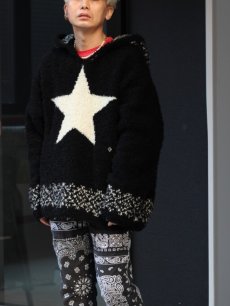 画像7: children of the discordance(チルドレンオブザディスコーダンス) OVERSIZED STAR MOTIF KNIT HOODIE COTDKN-656(BLK) (7)