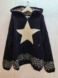 画像1: children of the discordance(チルドレンオブザディスコーダンス) OVERSIZED STAR MOTIF KNIT HOODIE COTDKN-656(BLK) (1)