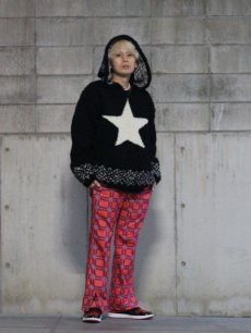 画像10: children of the discordance(チルドレンオブザディスコーダンス) OVERSIZED STAR MOTIF KNIT HOODIE COTDKN-656(BLK) (10)