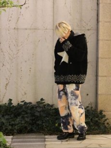 画像12: children of the discordance(チルドレンオブザディスコーダンス) OVERSIZED STAR MOTIF KNIT HOODIE COTDKN-656(BLK) (12)