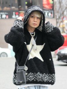 画像5: children of the discordance(チルドレンオブザディスコーダンス) OVERSIZED STAR MOTIF KNIT HOODIE COTDKN-656(BLK) (5)