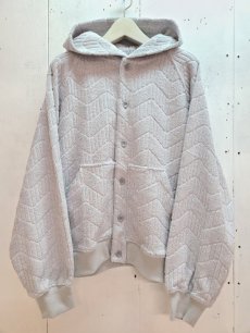 画像1: KIIT(キート) 10/-PILE JACQUARD HOODIE CARDIGAN KIO-T96-003(GRY) (1)